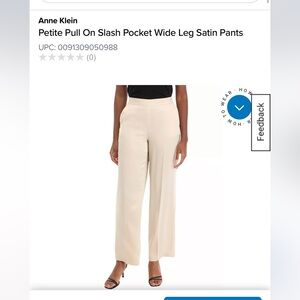 Anne Klein Petite Pull-On Slash-Pocket Wide-Leg Satin Pants